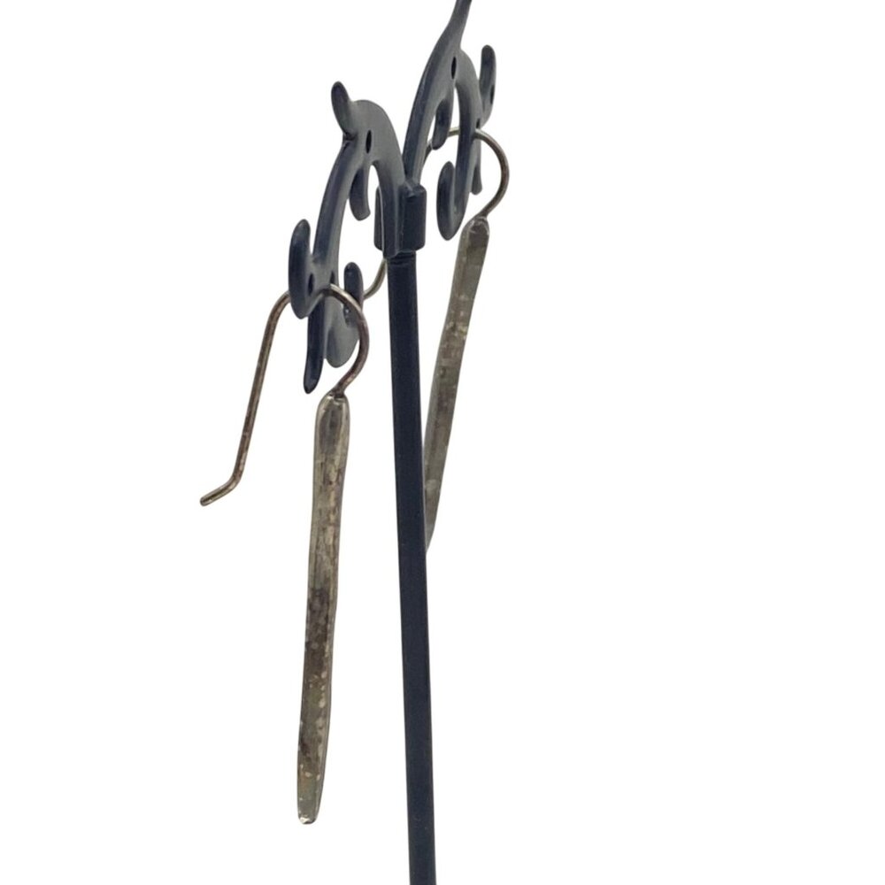 Vintage Rustic 925 Silver Drop Earrings 1.75" 4.2g Matchstick Unisex Tested Boho - Picture 6 of 8